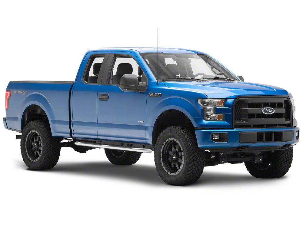 RedRock 4-Inch Oval Bent End Side Step Bars; Stainless Steel (15-25 F-150 SuperCab)