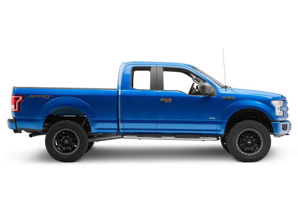 RedRock 4-Inch Oval Bent End Side Step Bars; Stainless Steel (15-25 F-150 SuperCab)