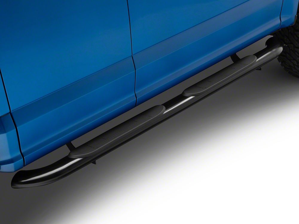 RedRock 4-Inch Oval Bent End Side Step Bars; Black (15-25 F-150 SuperCab)