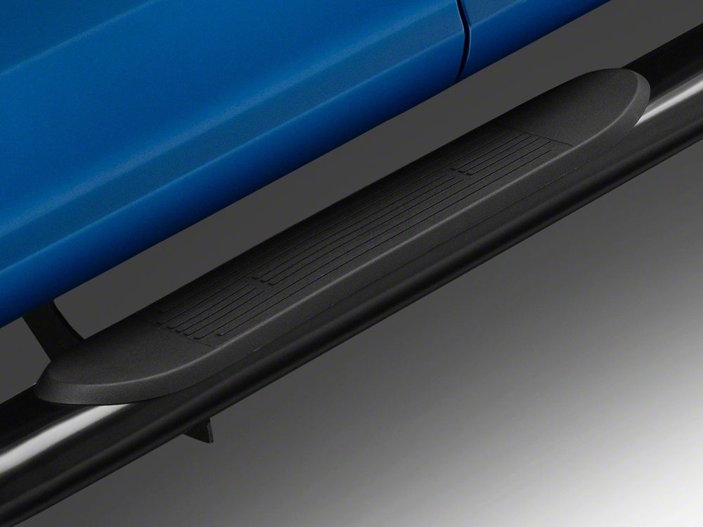 RedRock 4-Inch Oval Bent End Side Step Bars; Black (15-25 F-150 SuperCab)