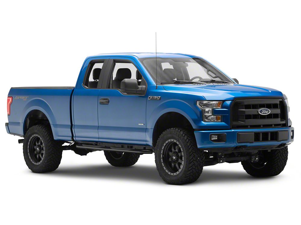 RedRock 4-Inch Oval Bent End Side Step Bars; Black (15-25 F-150 SuperCab)