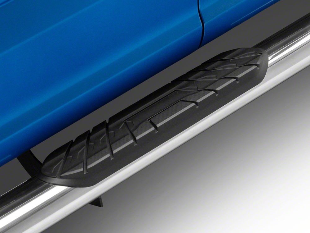 RedRock 4-Inch Oval Straight Side Step Bars; Stainless Steel (15-25 F-150 SuperCab)