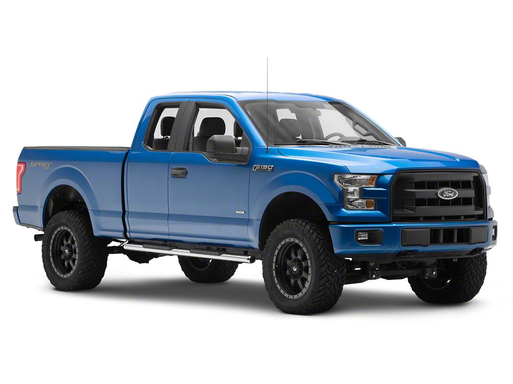 RedRock 4-Inch Oval Straight Side Step Bars; Stainless Steel (15-25 F-150 SuperCab)