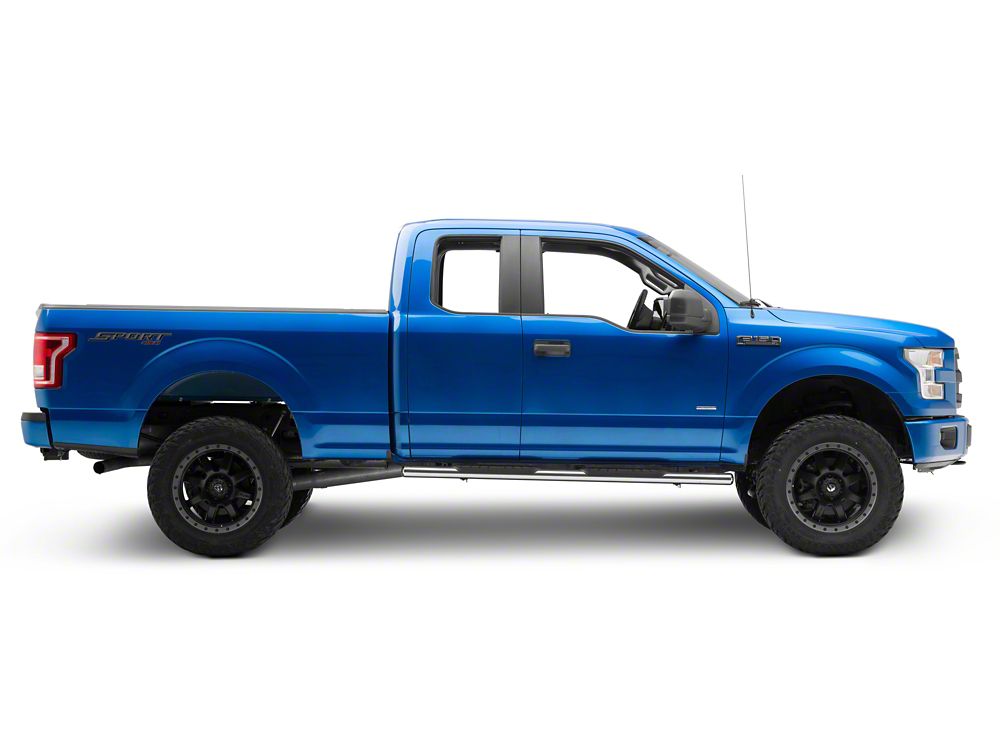 RedRock 4-Inch Oval Straight Side Step Bars; Stainless Steel (15-25 F-150 SuperCab)