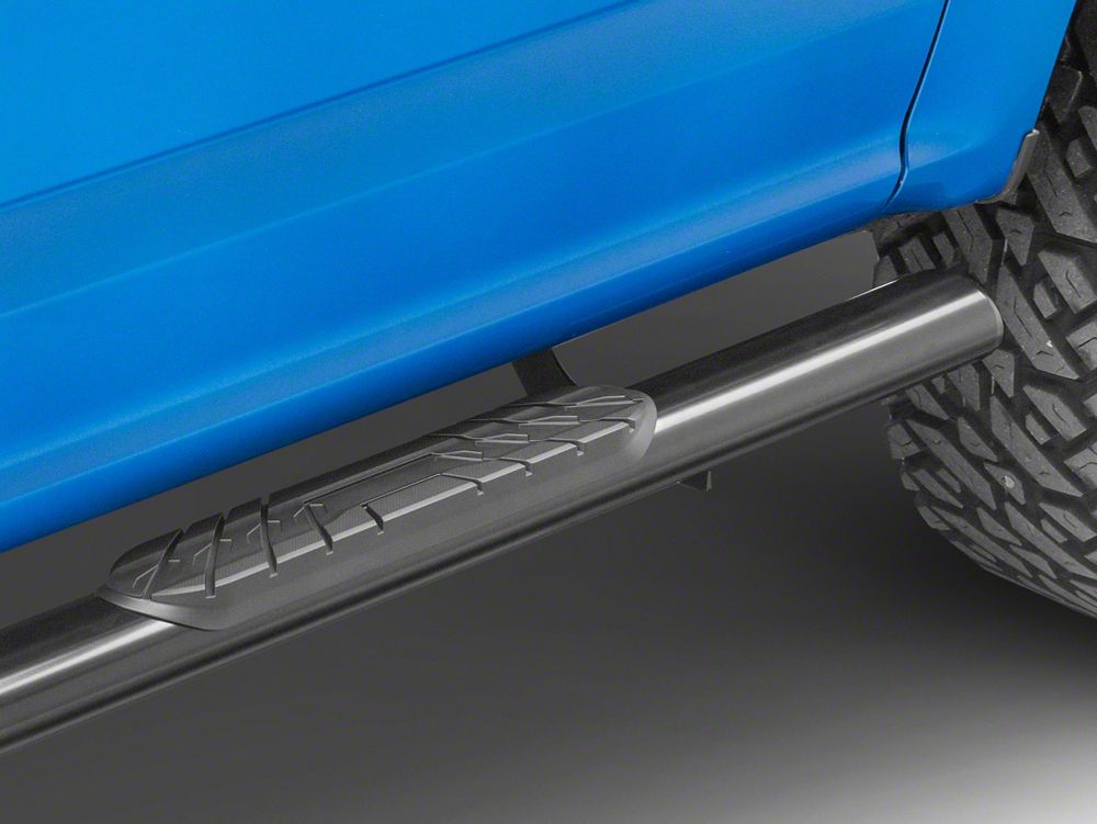 RedRock 4-Inch Oval Straight Side Step Bars; Black (15-25 F-150 SuperCab)