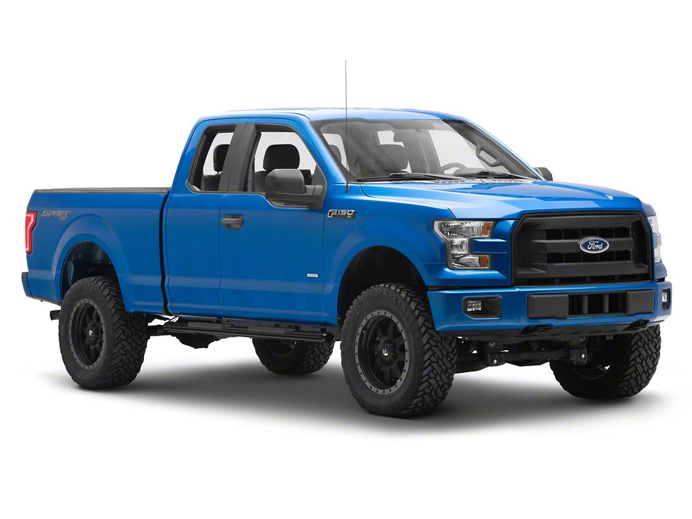 RedRock 4-Inch Oval Straight Side Step Bars; Black (15-25 F-150 SuperCab)