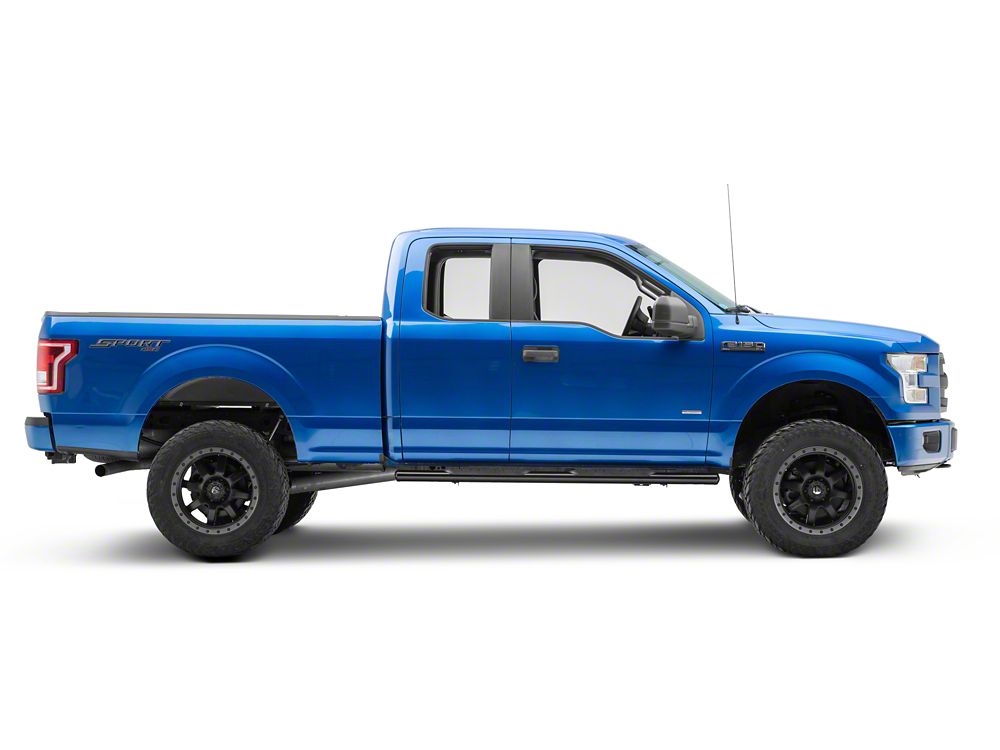 RedRock 4-Inch Oval Straight Side Step Bars; Black (15-25 F-150 SuperCab)