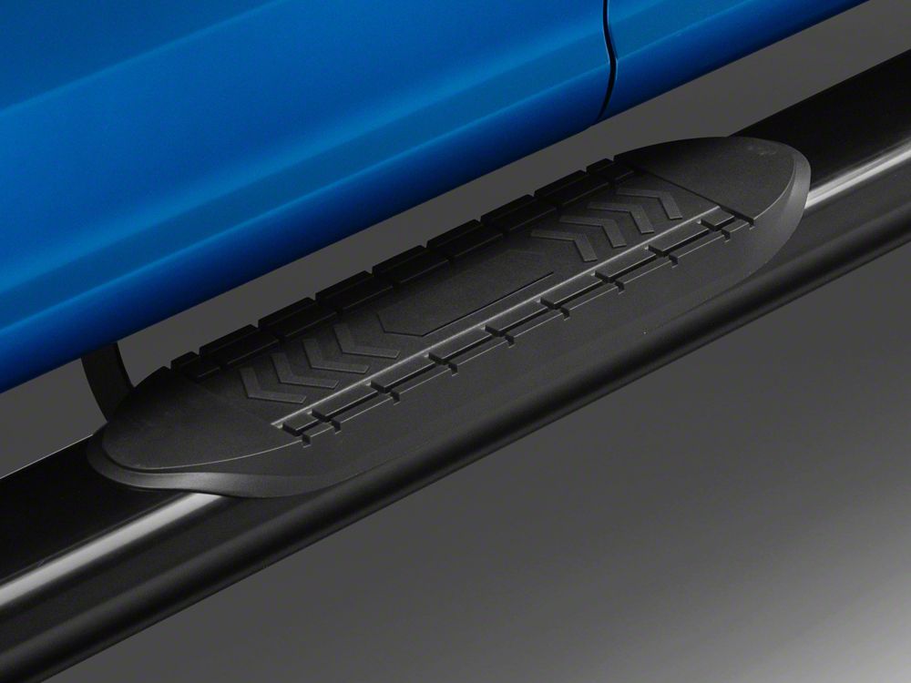 RedRock 6-Inch Oval Straight End Side Step Bars; Black (15-25 F-150 SuperCab)