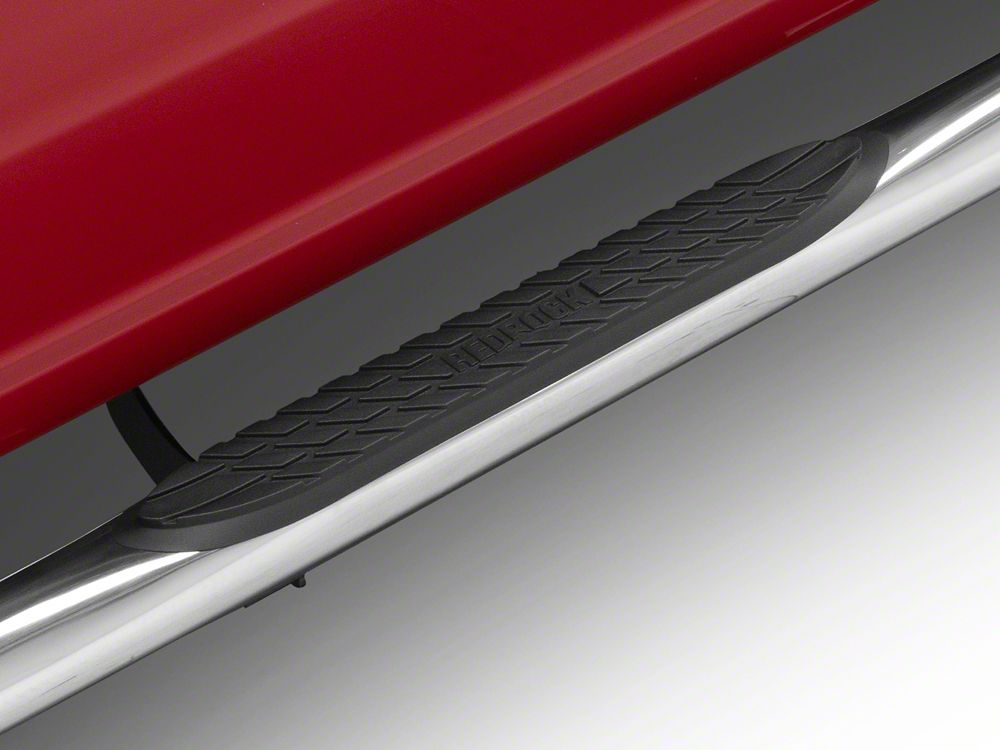 RedRock 3-Inch Side Step Bars; Stainless Steel (15-25 F-150 SuperCrew)