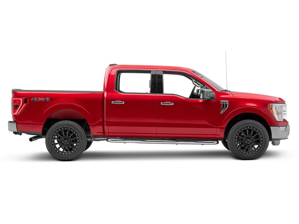 RedRock 3-Inch Side Step Bars; Stainless Steel (15-25 F-150 SuperCrew)