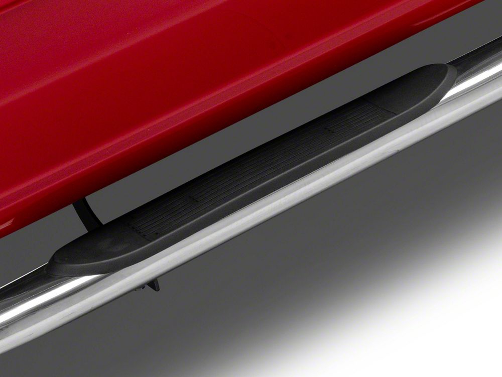 RedRock 4-Inch Oval Bent End Side Step Bars; Stainless Steel (15-25 F-150 SuperCrew)