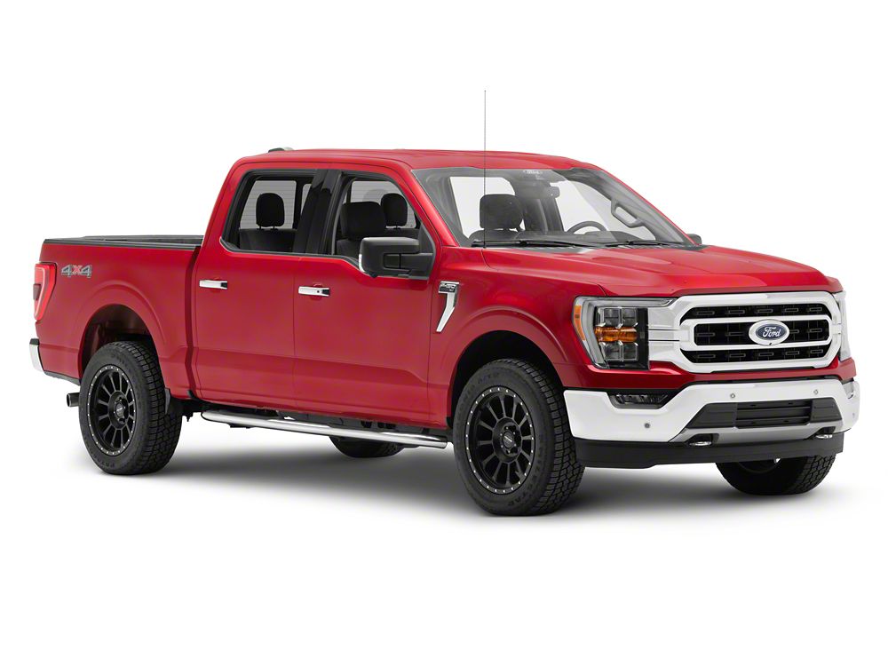 RedRock 4-Inch Oval Bent End Side Step Bars; Stainless Steel (15-25 F-150 SuperCrew)