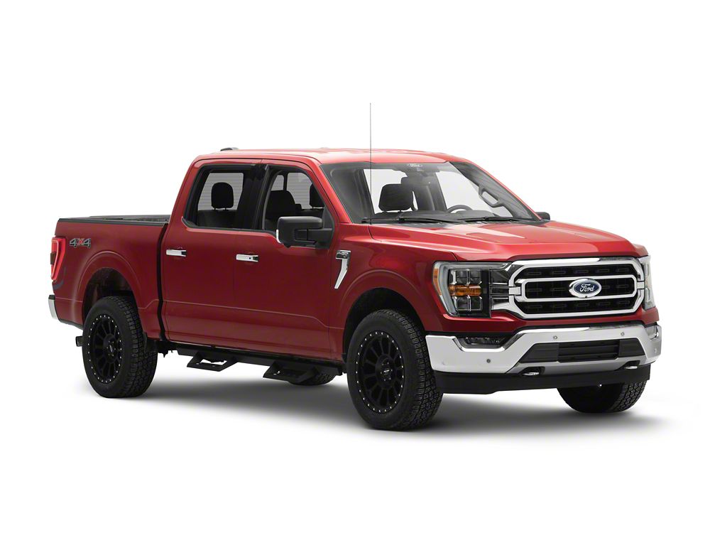 RedRock 4-Inch Drop TC1 Running Boards; Textured Black (15-25 F-150 SuperCrew)