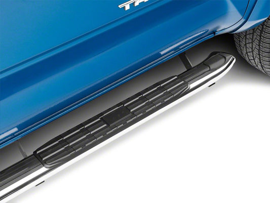 RedRock 4-Inch Oval Bent End PNC Side Step Bars; Stainless Steel (05-23 Tacoma Double Cab)