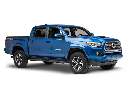 RedRock 5-Inch Oval Bent End Side Step Bars; Black (05-23 Tacoma Double Cab)