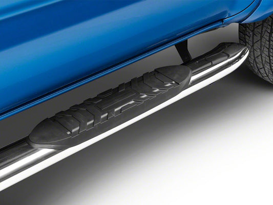 RedRock 5-Inch Oval Bent End Side Step Bars; Stainless Steel (05-23 Tacoma Double Cab)