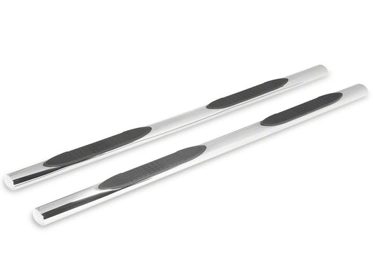 RedRock 4-Inch Oval Straight End Side Step Bars; Stainless Steel (05-23 Tacoma Double Cab)