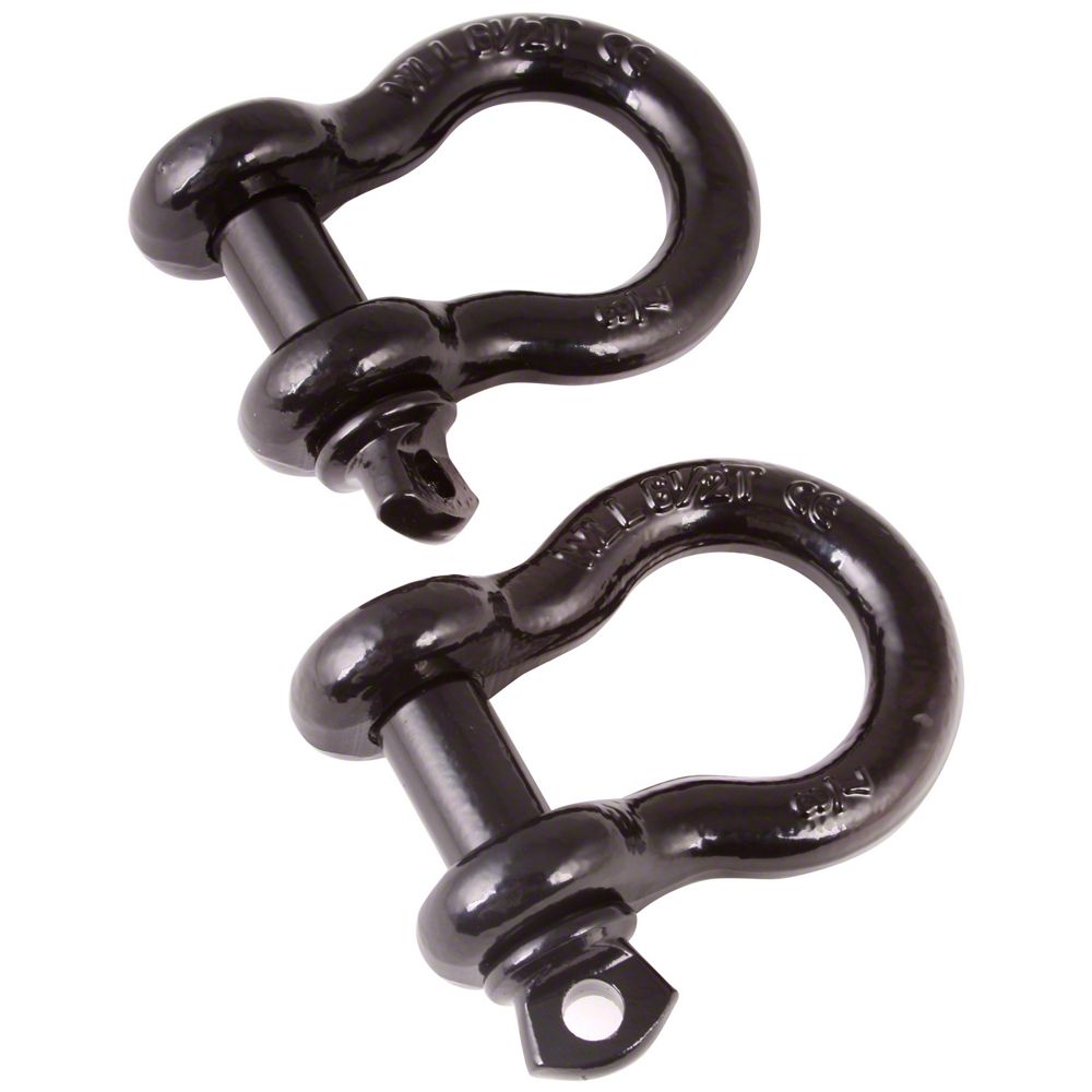 RedRock 7/8-Inch 13,500 lb. D-Ring Shackles; Black