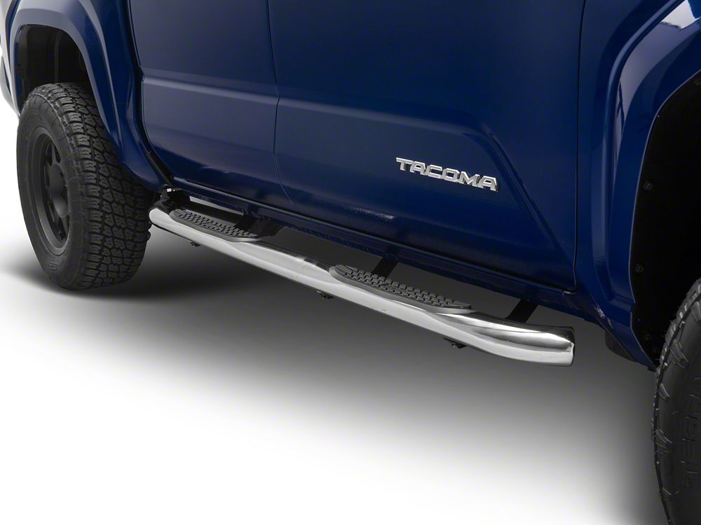 RedRock 3-Inch Side Step Bars; 304 Stainless Steel (24-25 Tacoma Double Cab)