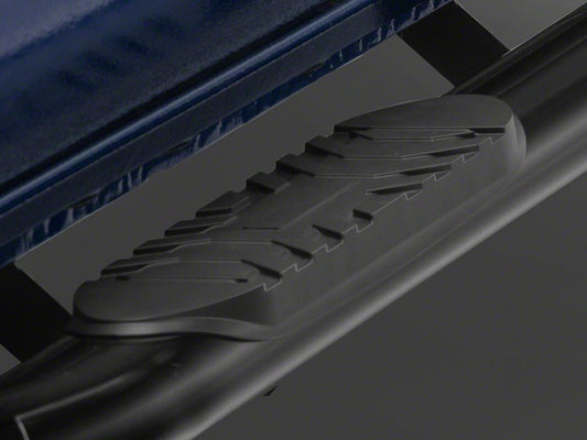 RedRock 5-Inch Oval Bent End Side Step Bars; Black (24-25 Tacoma Double Cab)