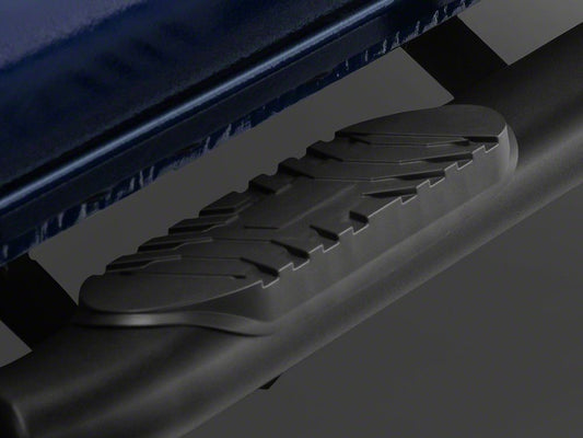 RedRock 5-Inch Oval Bent End Side Step Bars; Fine Texture Black (24-25 Tacoma Double Cab)