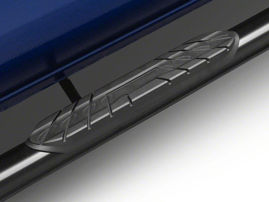 RedRock 4-Inch Oval Straight Side Step Bars; Black (24-25 Tacoma Double Cab)