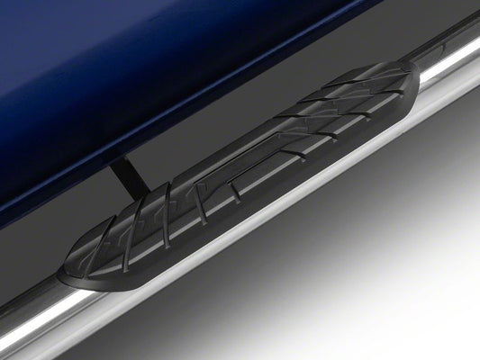 RedRock 4-Inch Oval Straight Side Step Bars; Stainless Steel (24-25 Tacoma Double Cab)