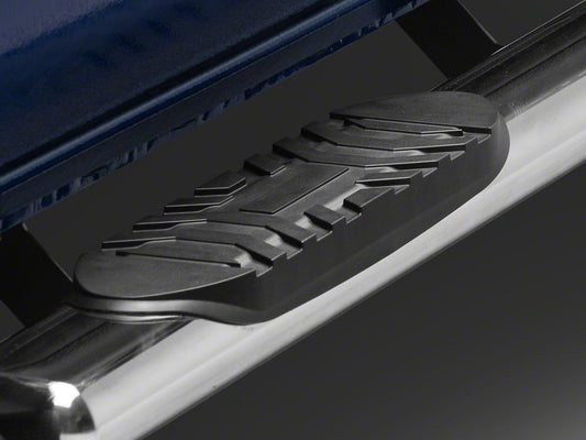 RedRock 5-Inch Oval Straight End Side Step Bars; 304 Stainless (24-25 Tacoma Double Cab)