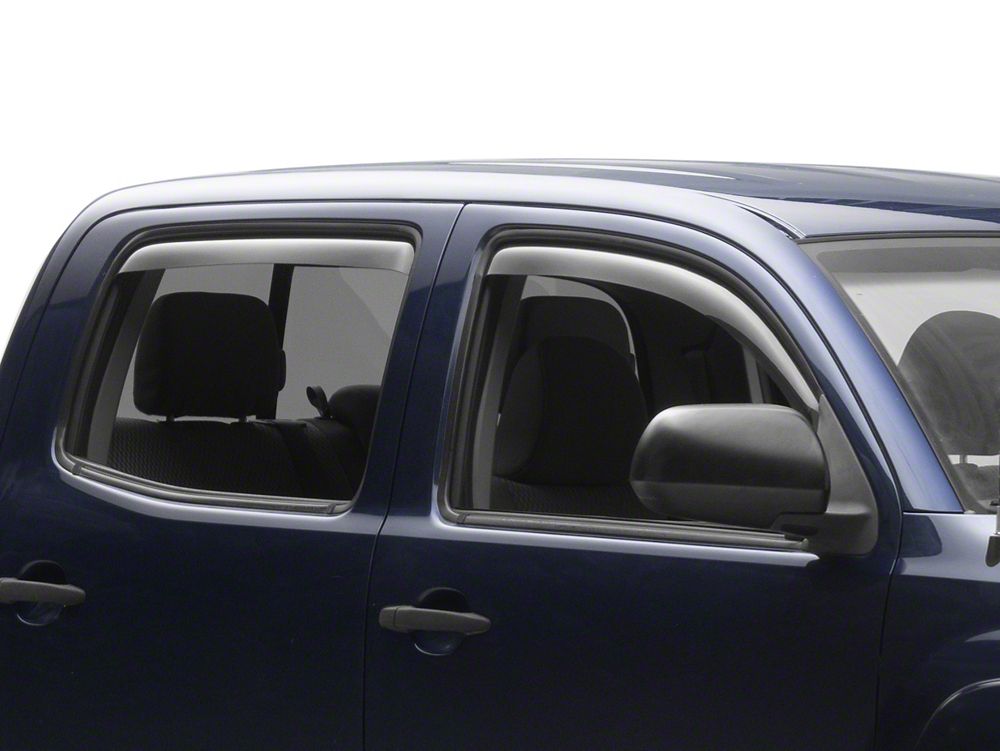 RedRock In-Channel Window Deflectors; Front and Rear; Smoke (05-15 Tacoma Double Cab)