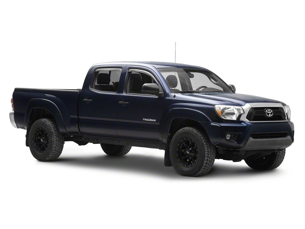 RedRock In-Channel Window Deflectors; Front and Rear; Smoke (05-15 Tacoma Double Cab)