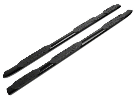RedRock 5-Inch Oval Bent End Wheel to Wheel Side Step Bars; Black (07-21 Tundra Double Cab w/ 6-1/2-Foot Bed)