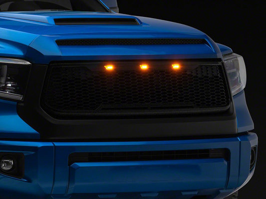 RedRock Baja Upper Replacement Grille with LED Lighting; Matte Black (14-21 Tundra)
