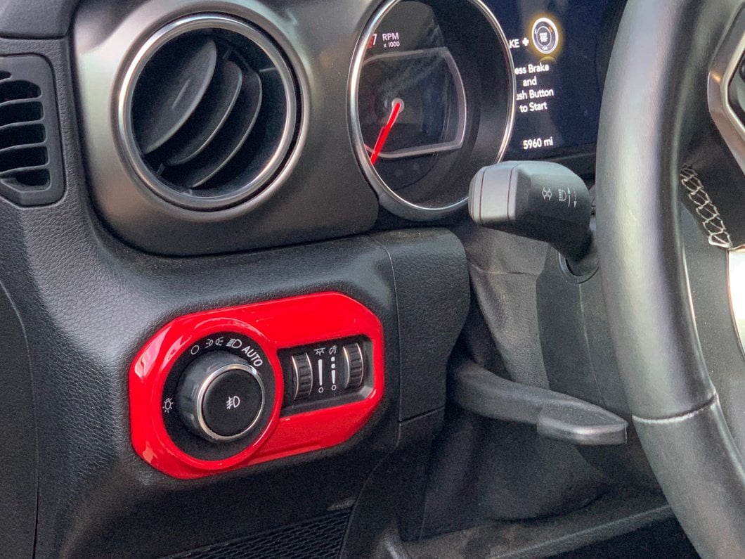 RedRock Headlight Switch Trim; Red (18-25 Jeep Wrangler JL)