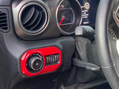 RedRock Headlight Switch Trim; Red (18-25 Jeep Wrangler JL)