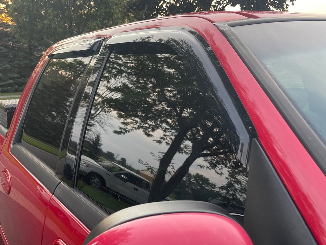 RedRock Window Deflectors; Front and Rear; Smoked (01-03 F-150 SuperCrew)