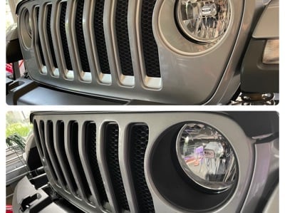 RedRock Headlight Trim and Grille Insert Kit; Matte Black (18-23 Jeep Wrangler JL Sport w/o TrailCam)