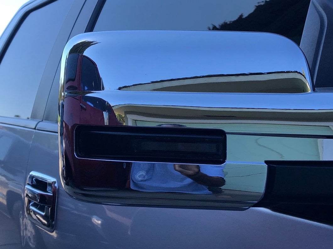 RedRock Mirror Covers with Turn Signal Light Cutout; Chrome (09-14 F-150)