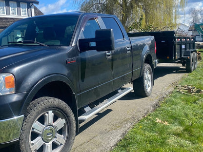 RedRock Memory Power Adjust Heated Manual Foldaway Towing Mirrors with Puddle Lights and Turn Signals; Gloss Black; Driver Side (09-14 F-150)