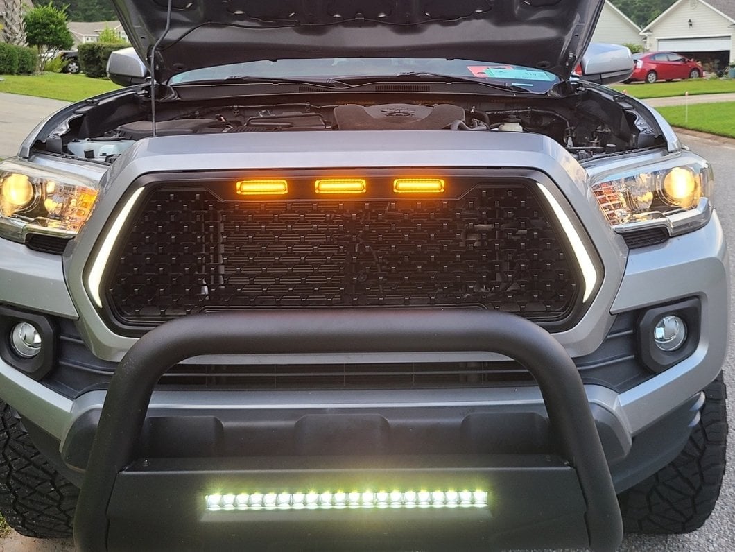 RedRock Baja Upper Replacement Grille with LED Lighting and DRL (16-18 Tacoma w/o Active Cruise)