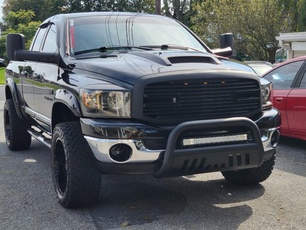 RedRock Boss Upper Replacement Grille with LED DRL; Matte Black (06-08 RAM 1500)