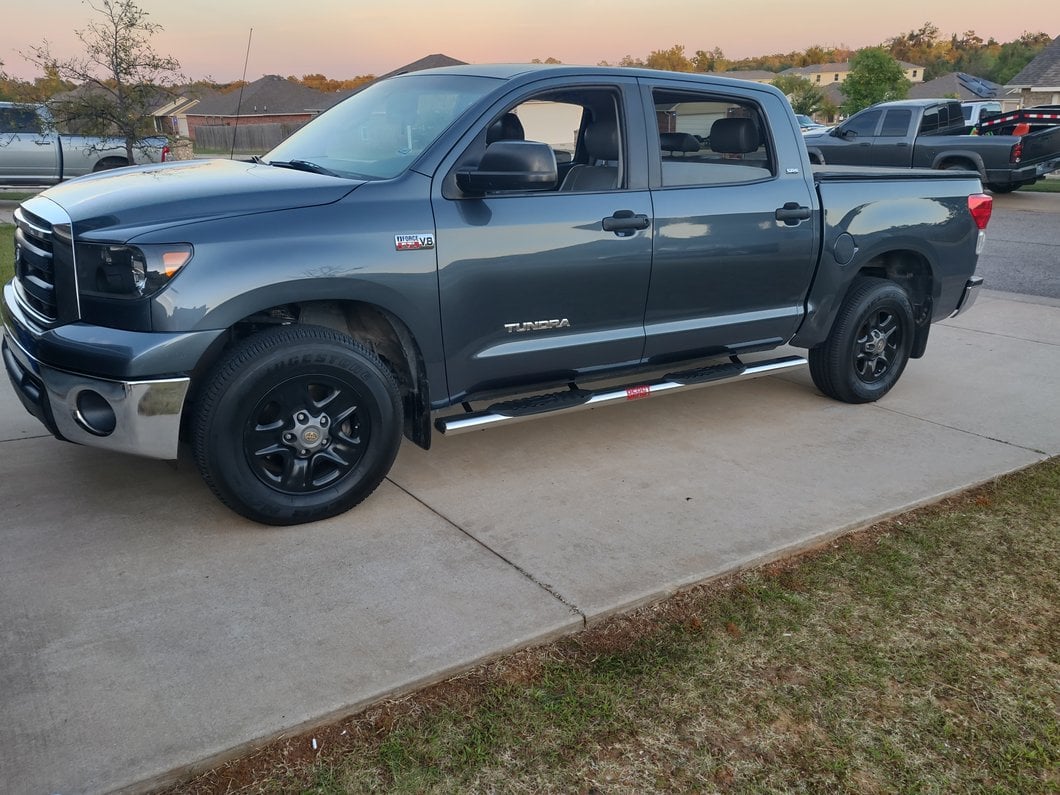 RedRock 5-Inch Oval Straight End Side Step Bars; Stainless Steel (07-21 Tundra CrewMax)
