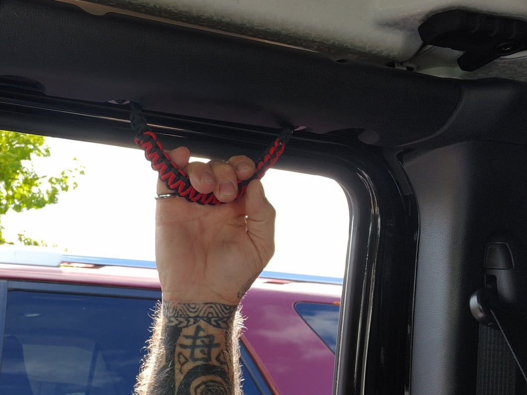 RedRock Headrest Paracord Grab Handles; Black and Red (07-25 Jeep Wrangler JK & JL)