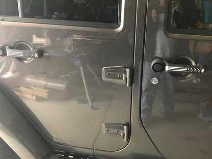 RedRock Old Glory Door Handle Inserts; Black and White (07-18 Jeep Wrangler JK 4-Door)