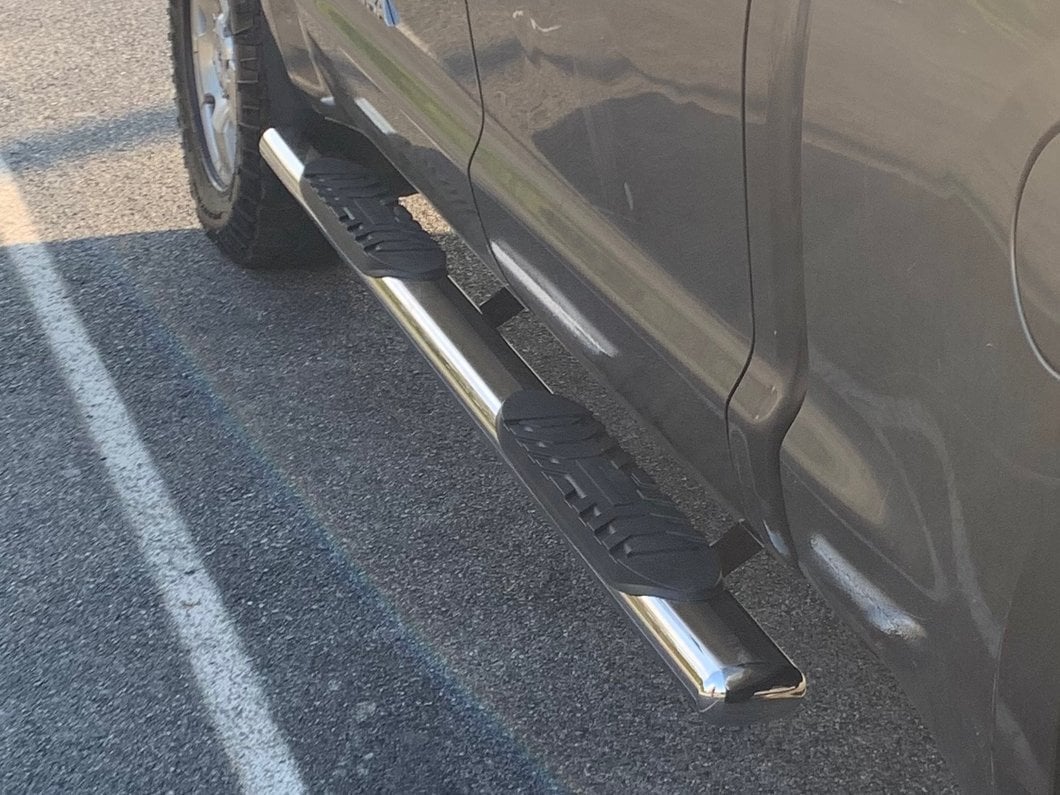 RedRock 5-Inch Oval Straight End Side Step Bars; Stainless Steel (07-21 Tundra CrewMax)