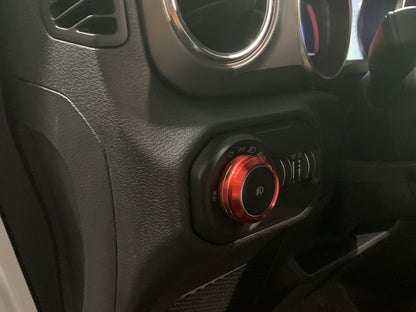 RedRock Billet Aluminum Headlight Knob Trim Ring; Red (18-25 Jeep Wrangler JL)