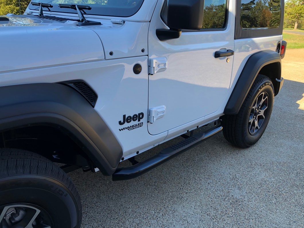 RedRock 3-Inch Round Curved Side Step Bars; Semi-Gloss Black (18-25 Jeep Wrangler JL 2-Door)