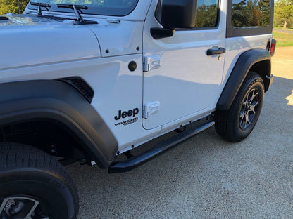 RedRock 3-Inch Round Curved Side Step Bars; Semi-Gloss Black (18-25 Jeep Wrangler JL 2-Door)