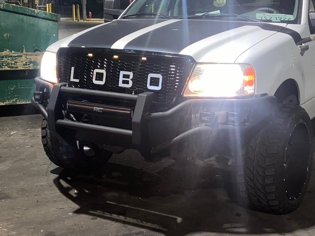 RedRock Baja Upper Replacement Grille with LED Lighting; Gloss Black (04-08 F-150)