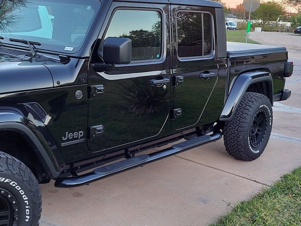 RedRock 4-Inch Oval Curved Side Step Bars; Semi-Gloss Black (20-25 Jeep Gladiator JT)