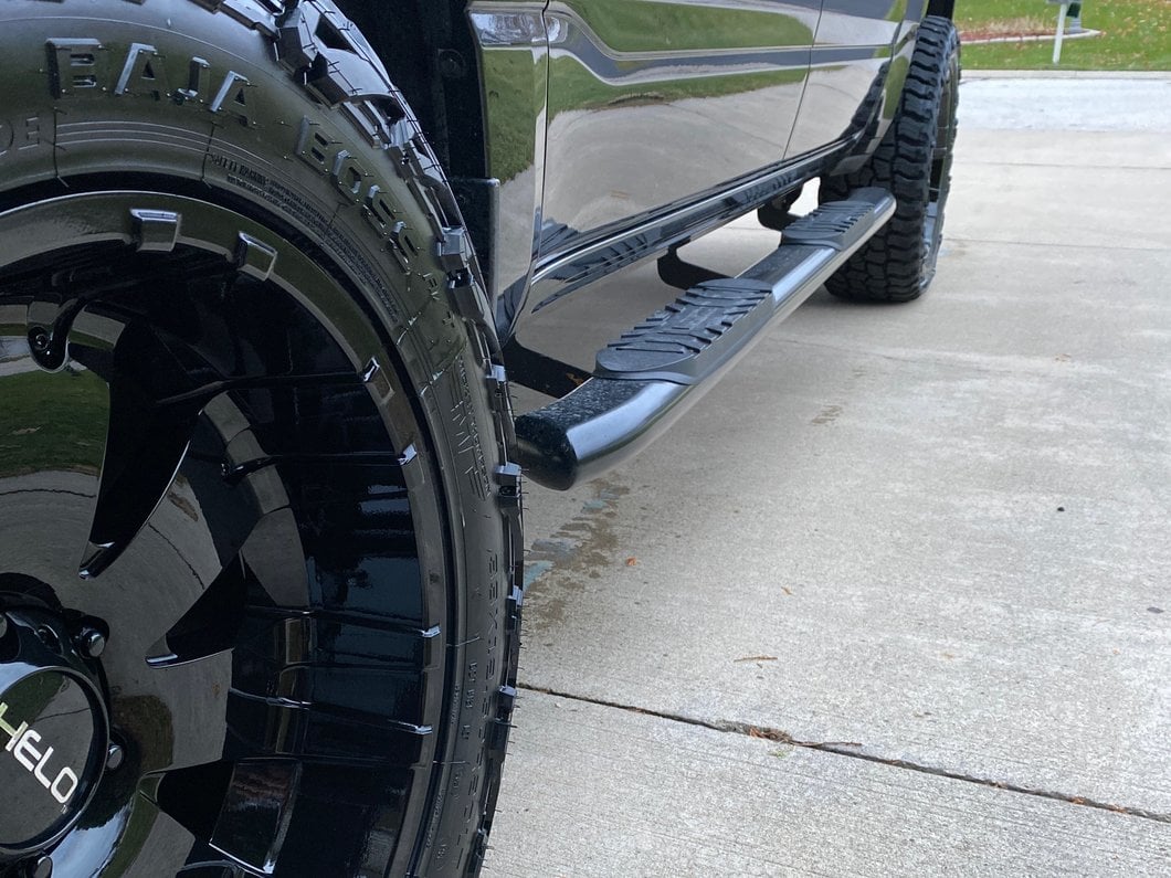 RedRock 5-Inch Oval Bent End Side Step Bars; Black (19-25 RAM 1500 Crew Cab)